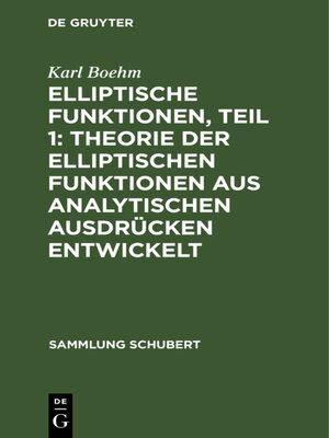 cover image of Elliptische Funktionen, Teil 1